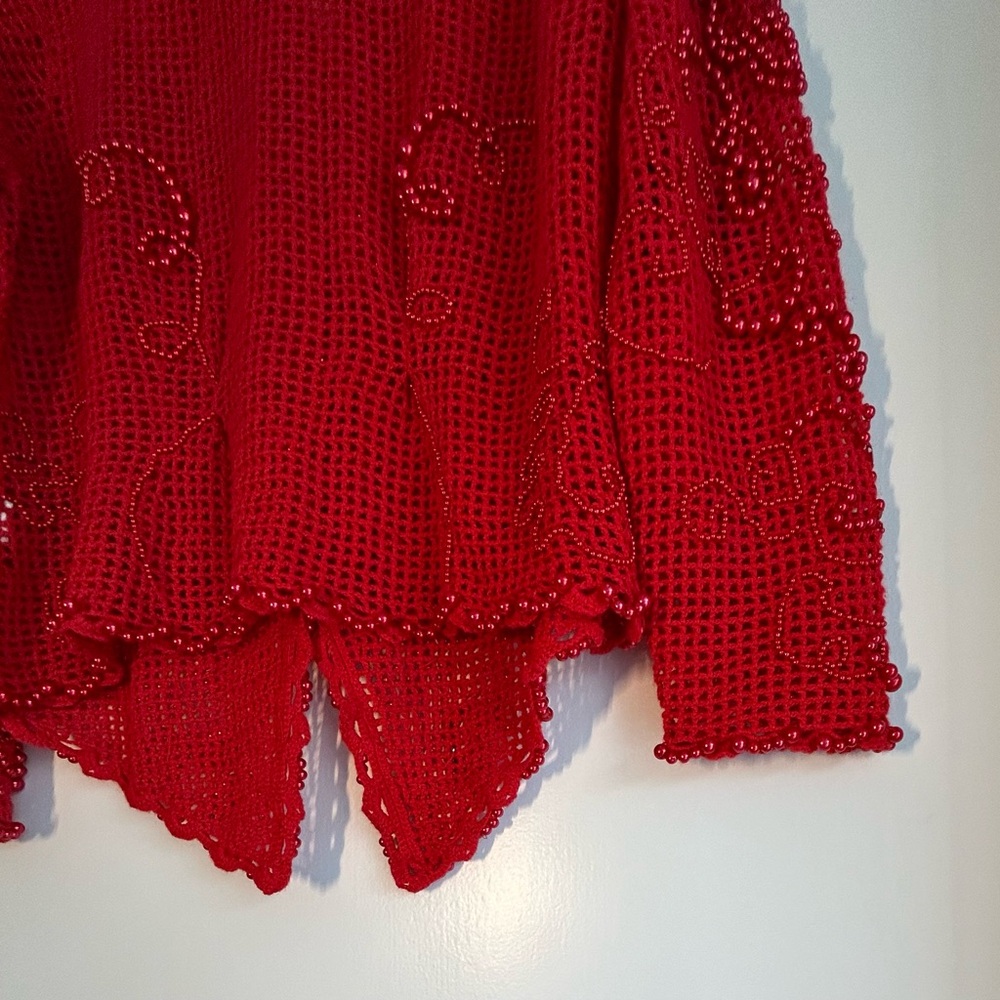 Michael Simon Collared Red Beaded Buttoned Down B… - image 6